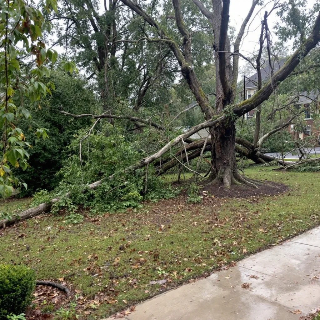 Yard with hazardous tree